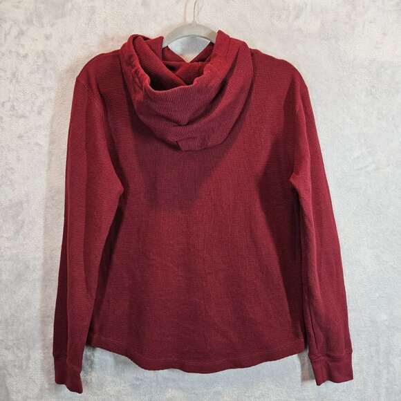 American Eagle Womens Burgundy Waffle Knit Hoodie Pullover Top Size L - Picture 2 of 7